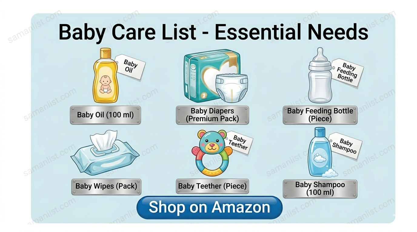 बेबी केयर (Baby Care) Saman List बेबी केयर (Baby Care) saman list items
