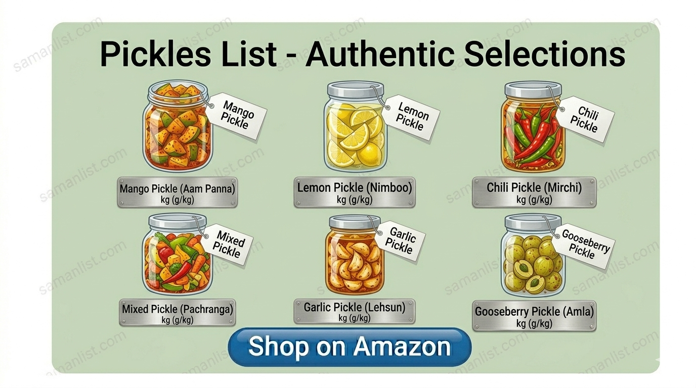 अचार (Achar) Saman List अचार (Achar) saman list items