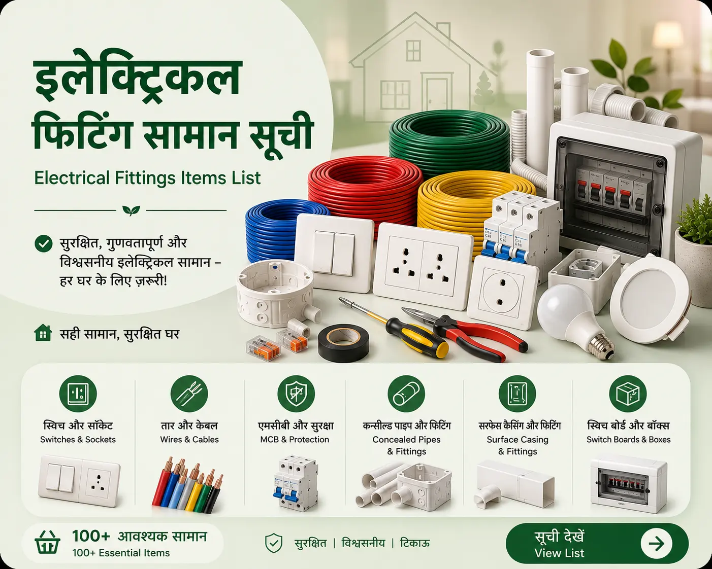 इलेक्ट्रिकल फिटिंग लिस्ट | Electrical Fitting List