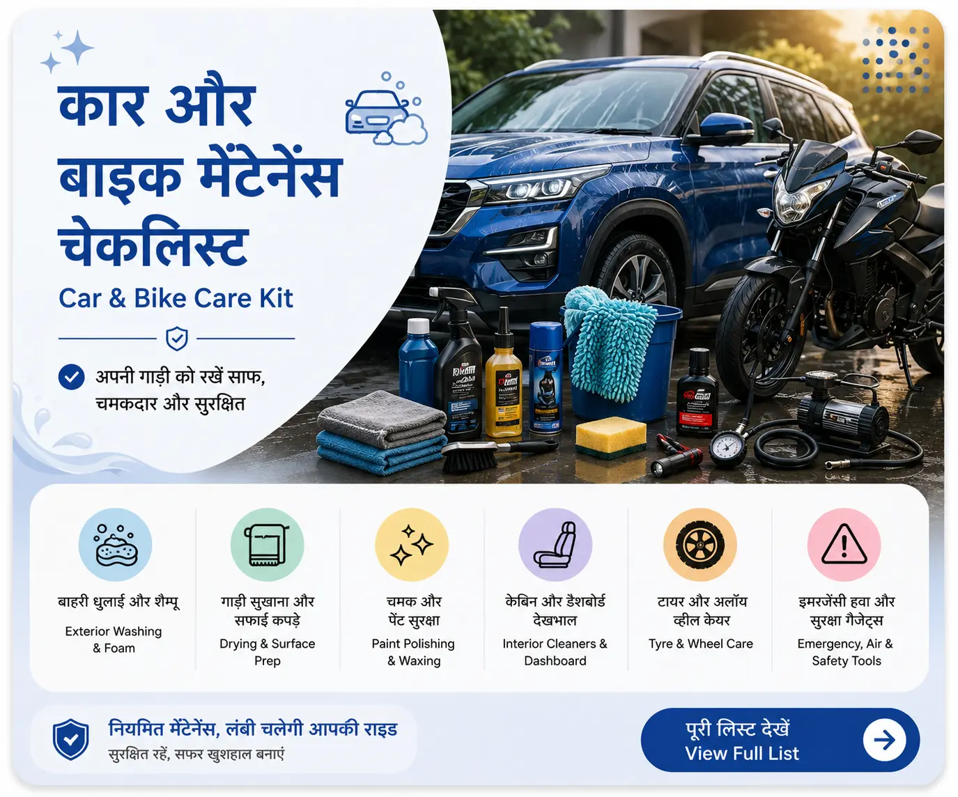 कार बाइक केयर किट लिस्ट | Car Bike Care Kit List
